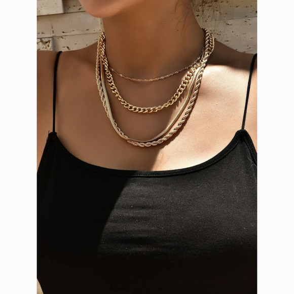 Anthropologie Jewelry - 3/$30 Layered Chain Choker Statement Necklace